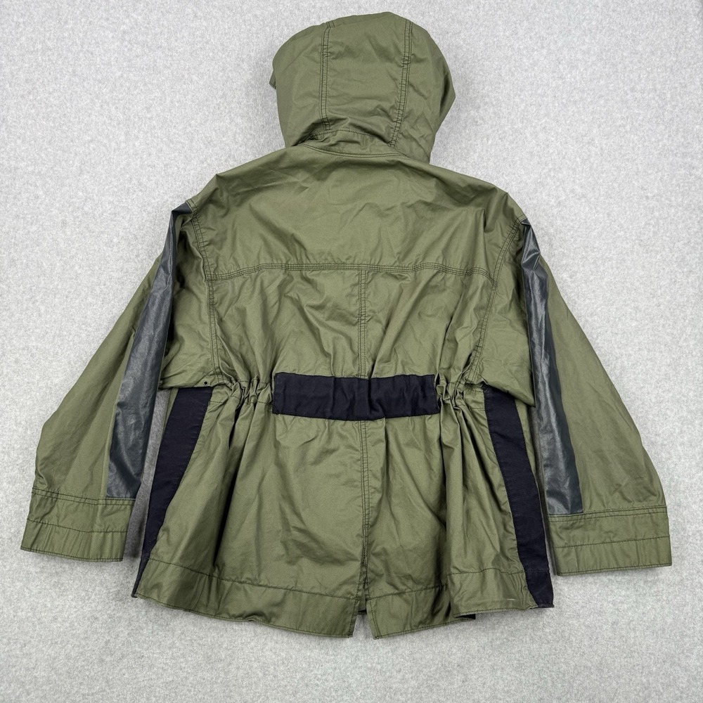 J Crew Jacket Womens Medium Green Softshell Hooded Rain Full Zip Cinched Swing‎ - Picture 4 of 11